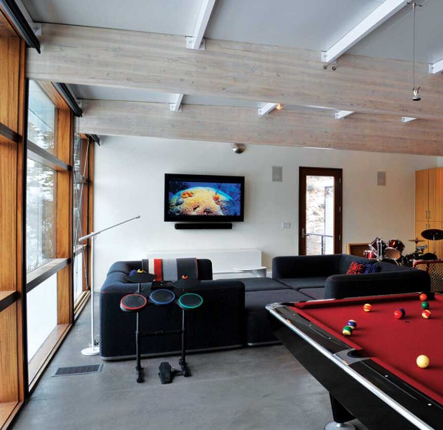 The extra wing houses a recreation area for the Grant teens.